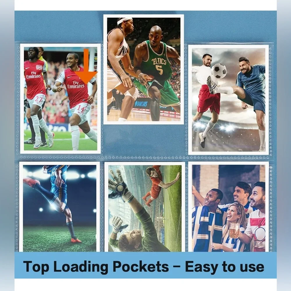 Trading Card Sleeve Pages, 60 Pack 9 Pocket Album  for 3 Ring Binder, 11 holes